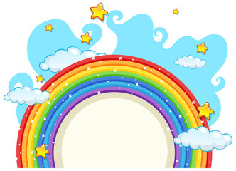 Wall Mural - Empty banner with rainbow frame on white background