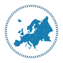 Wall Mural - Europe sticker. Travel rubber stamp with map of continent, vector illustration. Can be used as insignia, logotype, label, sticker or badge of the Europe.