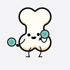 Vector Illustration of Bone Character with cute face and simple body line drawing