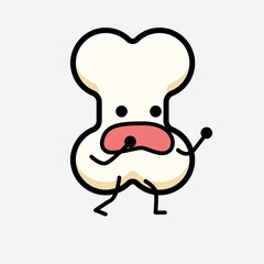 Vector Illustration of Bone Character with cute face and simple body line drawing