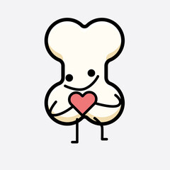 Vector Illustration of Bone Character with cute face and simple body line drawing