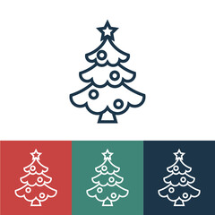 Poster - Line icon Christmas tree with star