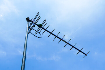 Digital TV Antenna Bright Sun Sky background.