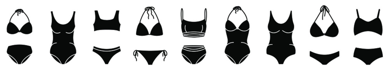 Wall Mural - swimsuit icon. set of swimsuits icons. vector illustration. swimsuits vector icons. black swimsuit i