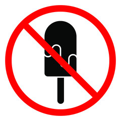 Wall Mural - Ice cream are forbidden. Stop ice cream icon. Vector illustration. No ice cream entry