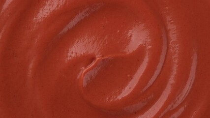 Wall Mural - mix ketchup and mayonnaise sauce top view, rotation. Most popular food sauces. 4K UHD video