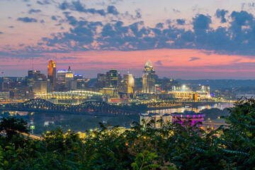 Sticker - Sunrise over Cincinnati from Devou Park