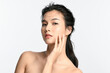© kitthanes  - Beautiful young asian woman with clean fresh skin on white background, Face care, Facial treatment, Cosmetology, beauty and spa, Asian women portrait.