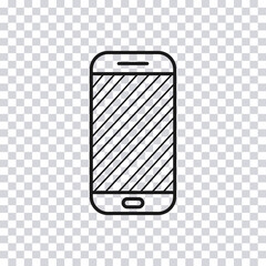 Wall Mural - Hand drawn smart phone isolated on transparent background. Vector illustration.