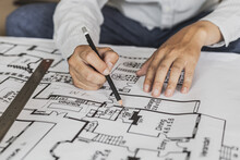 Architects Write On The Blueprints Of The Designed Houses, Designing The Buildings According To The Standards And The Law, Designing The Houses According To The Needs Of The Residents.