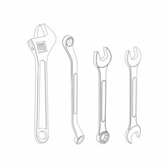 Mechanic tools sketch set vector graphics