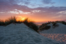 Colorful Sunset At Oceano Dunes And Pismo Beach.