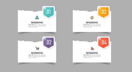 Poster - Business Infographic with note paper design vector.