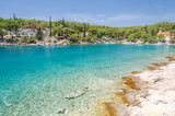 Fototapeta Zwierzęta - Idyllic Osibova bay with rocky beach nearby Milna on the west coast of Brac island in Croatia