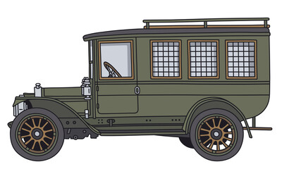 Wall Mural - The hand draving of a vintage khaki prisoner bus