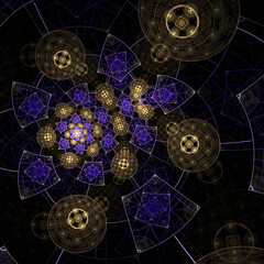 Wall Mural - abstract fractal spiral background, computer-generated illustration.