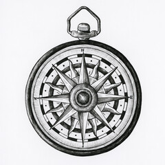 Wall Mural - Hand drawn compass isolated on background