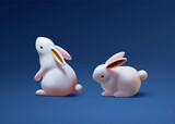 3d white ceramic rabbit decorations