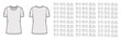 © Vectoressa - Set of tops - shirts, tanks, blouses technical fashion illustration with fitted oversized, scoop neck, short elbow long sleeves. Flat apparel template front, back, grey color. Women, men CAD mockup