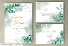 Greenery Wedding Invitation Template With Hand Drawn Eucalyptus