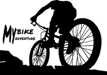 Silhouette Of A Mountain Biker Perfect For T-shirt Mockup