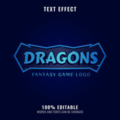 Wall Mural - fantasy dragon rpg game logo title with frame text effect