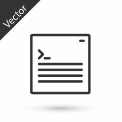 Grey line Software, web developer programming code icon isolated on white background. Javascript computer script random parts of program code. Vector