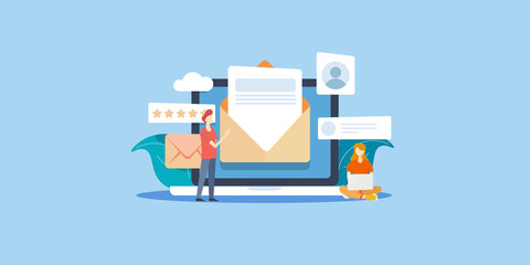 Wall Mural - company people managing email marketing campaign for business promotion, reaching potential customer