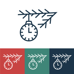 Poster - Linear vector icon with clock on tree