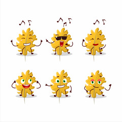 Sticker - An image of oak yellow leaf angel dancer cartoon character enjoying the music