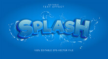 Modern Editable Splash Text Effect In Blue. Suitable For Tourism Promotional Banner, Brochure Template Etc