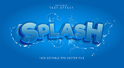 editable Modern editable splash text effect in blue. Suitable for tourism promotional banner, brochure template etc.typhography logo