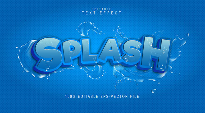 editable modern editable splash text effect in blue. suitable for tourism promotional banner, brochu