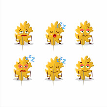 Cartoon Character Of Oak Yellow Leaf Angel With Sleepy Expression