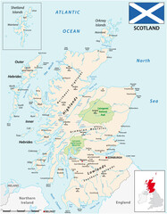 Poster - a detailed colored vector map of Scotland