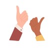 © Good Studio - Diverse human hands with thumb up. Positive like and OK gesture, expressing satisfaction, agreement and approval. Good feedback concept. Flat vector illustration isolated on white background