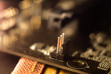 Sticker - Macro shot of a microcircuit with bokeh lights