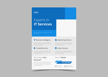 IT Service And Management Flyer Template Idea Sample. Virtual IT Service Poster Leaflet Design. Business Development Service Flyer Template Concept