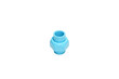 Blue PVC solvent cement union for water supply pipe fitting on white background isolated.