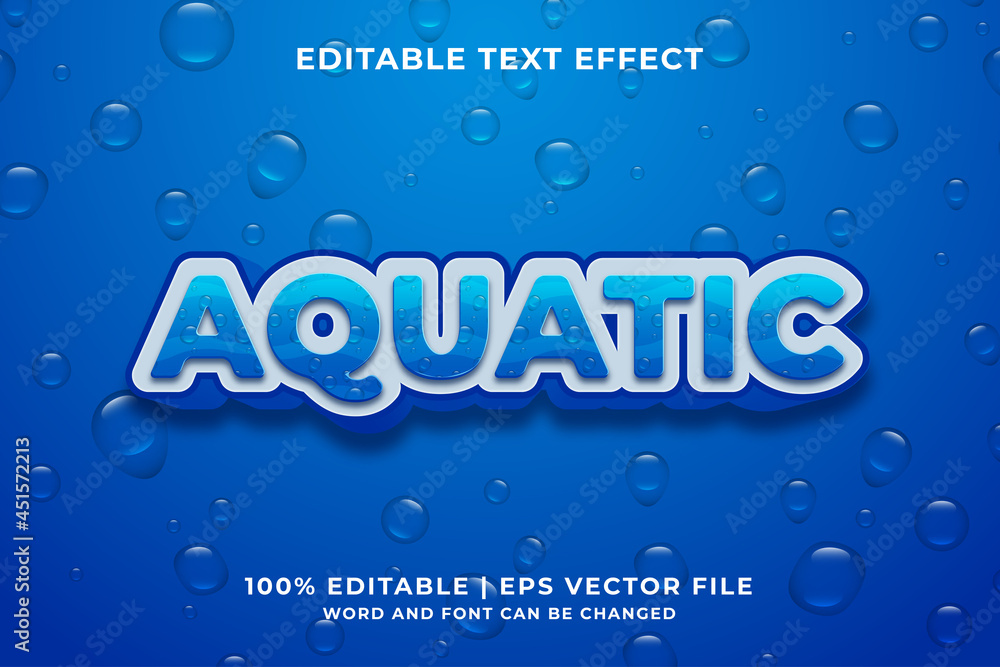 Editable text effect - aquatic cartoon style 3d template Premium Vector ...