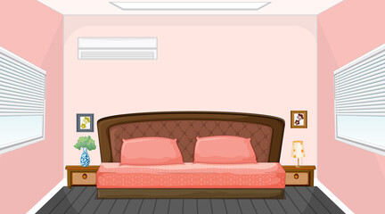 Wall Mural - Pink bedroom interior design with furniture