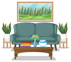 Sticker - Living room furniture design on white background