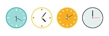 Clock Icon. Set Of Watches. Flat Style. Vector.