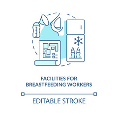 Wall Mural - Facilities for breastfeeding workers blue concept icon. Express and pump breast milk abstract idea thin line illustration. Lactation room. Vector isolated outline color drawing. Editable stroke