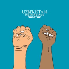 Poster - vector illustration of 1st September Uzbekistan Happy Independence Day. Web header or banner design with stylish text 1st September and Abstract ornament Background.