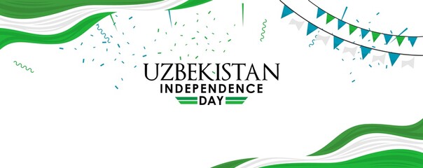 Sticker - vector illustration of 1st September Uzbekistan Happy Independence Day. Web header or banner design with stylish text 1st September and Abstract ornament Background.