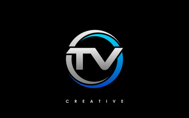 Wall Mural - TV Letter Initial Logo Design Template Vector Illustration