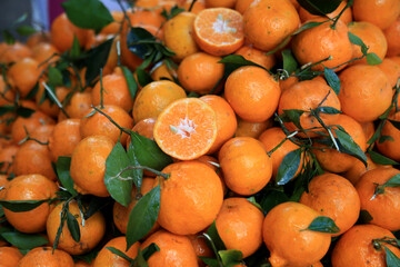 Wall Mural - salvador, bahia, brazil - august 17, 2021: tangerine fruit for sale at fair in Salvador city.