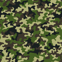 Camouflage texture seamless pattern. Abstract modern military camo background for fabric and fashion textile print. Vector illustration.