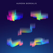 Aurora Borealis Abstract Vector Illustrations Set. Premium Quality Northern Lights Symbol Collection. On Dark Background